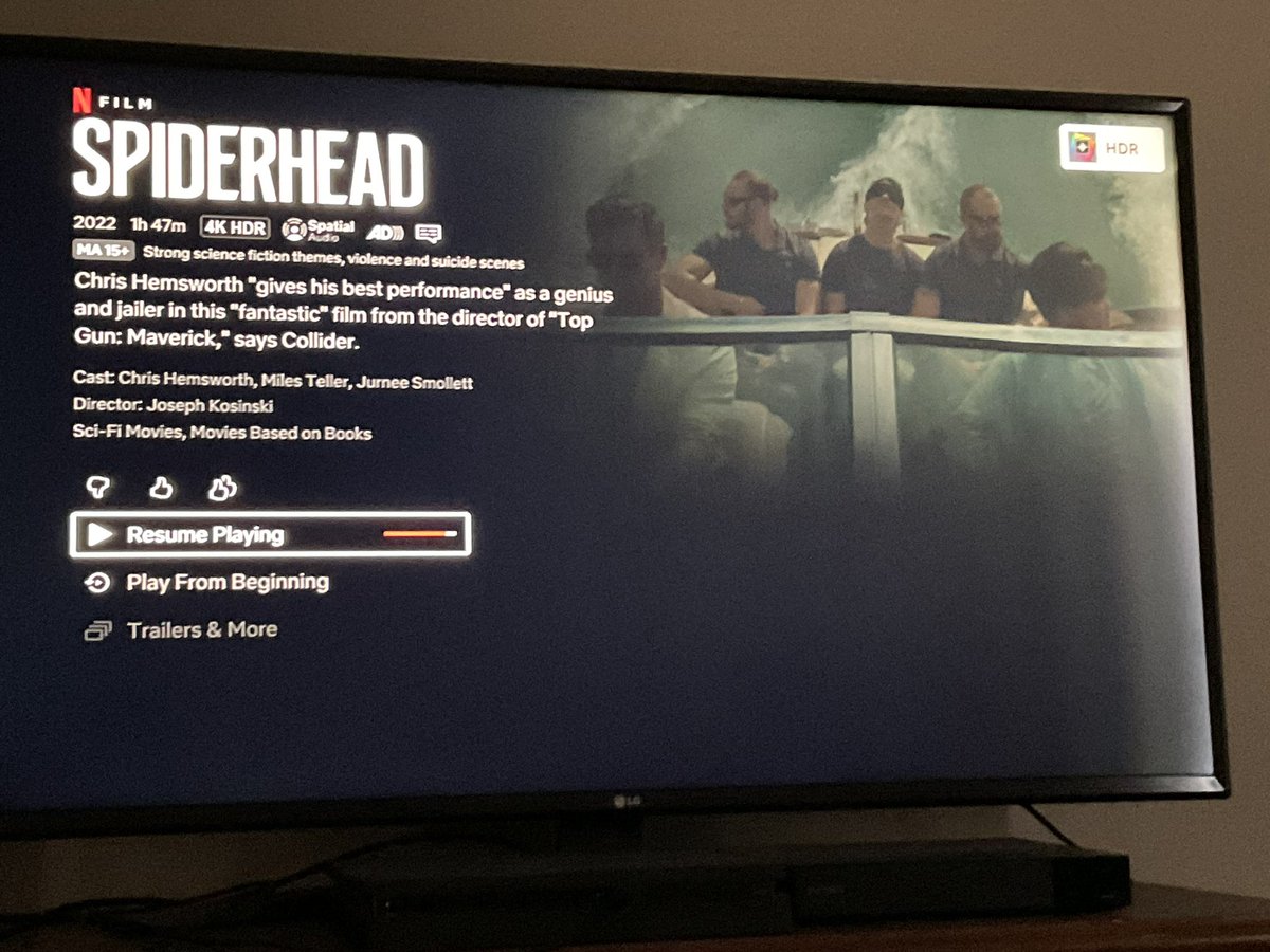 AnneMar70095965's tweet photo. Phew….so glad that the control thing isn’t a thing….wow! Great movie though w/ @chrishemsworth @jurneesmollett & @Miles_Teller you were all fantastic #Spiderhead #dripon 💉💧 https://t.co/zHanmExYQp