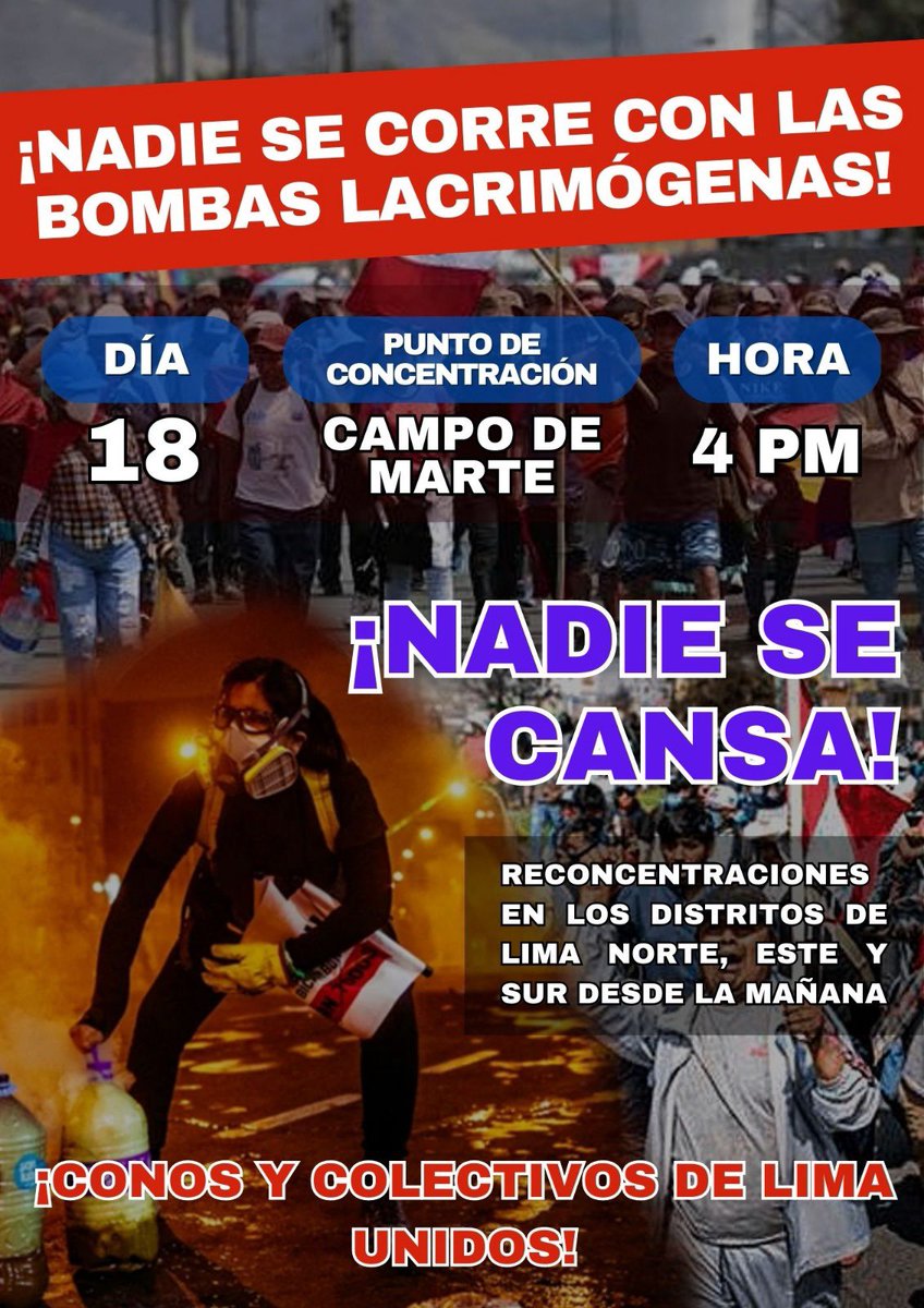 drantonioquispe's tweet photo. “El Perú se levanta y los #Brigadistas hoy nos activaremos para proteger a quienes ejerzan  su derecho constitucional a la protesta!”

Hoy la ciudadanía organizada marchará desde todos los conos de Lima en la gran marcha PACÍFICA!!!

#DinaAsesina se ha ganado a pulso su REPUDIO! https://t.co/xzjCEjw7ZK