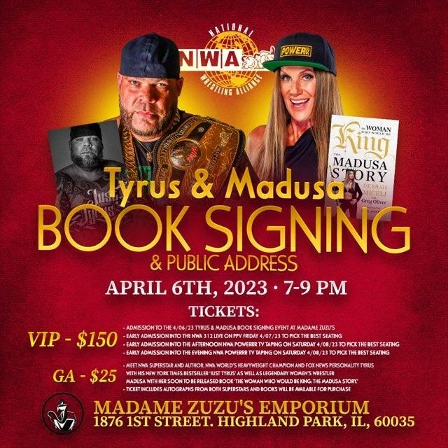 christijaynes's tweet photo. 3 spectacular days with @nwa 312
Come meet @PlanetTyrus and @Madusa_rocks on April6 @MadameZuZus on
1876 1st St. Highland Park, IL
Then then off to NWA 312 on April 7 and TV Tapings April8 at
1799 green bay Rd. Highland Park,IL
#tada #nwa312 #Magic #lacj #brasileira 🪄🎩🃏🇧🇷 https://t.co/9ATxWr3ETT