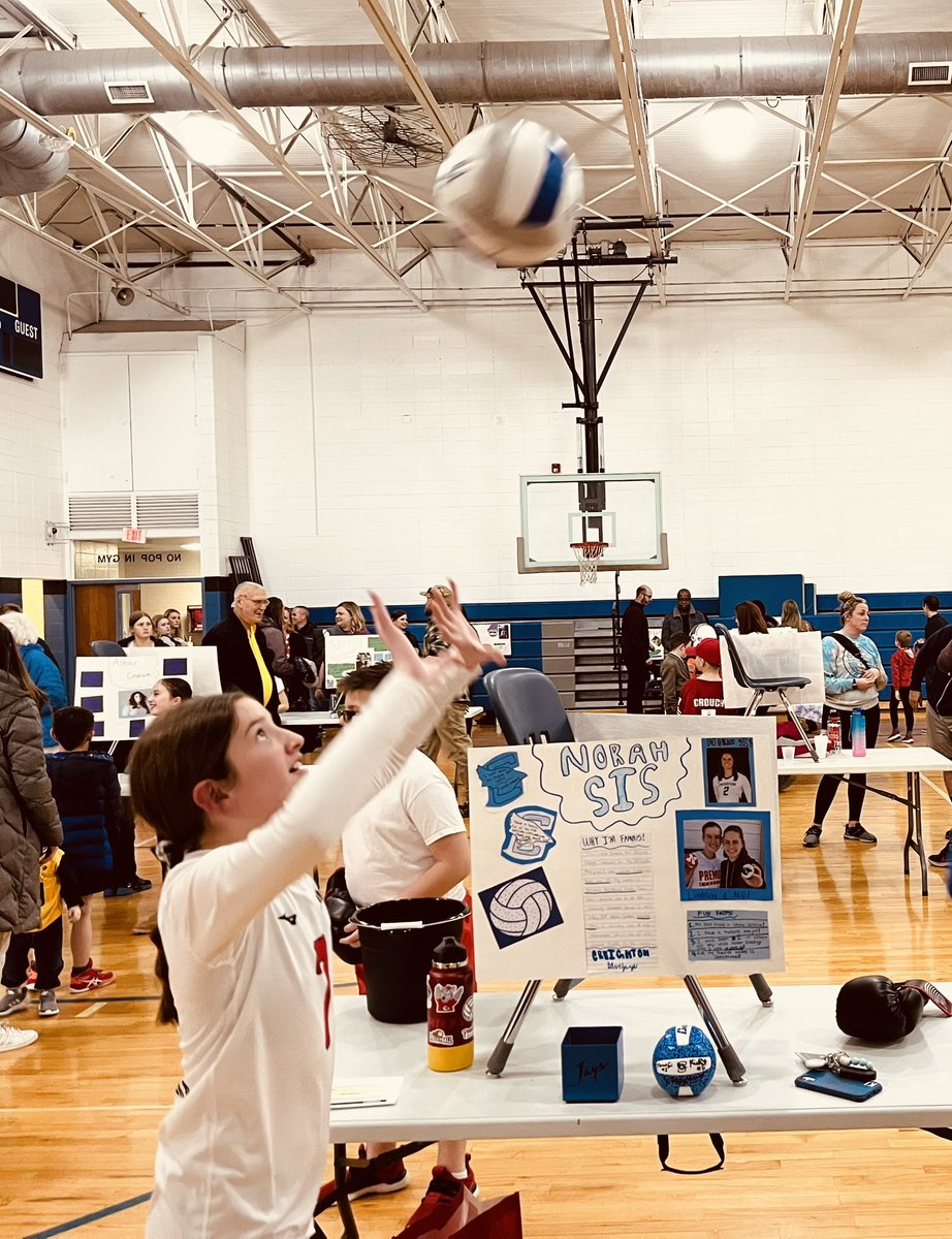 JNSebree's tweet photo. TY @norah_sis 4 inspiring young athletes💙 My daughter admires your competitive spirit, your will to win &amp; your positivity. Interviewing you, was her favorite part &amp; she hopes to follow in your 👣 on the bBall or VB court one day 🏐🏀
#FamousNebraskan
@CreightonVB @Premier_VB https://t.co/jnkSt8W8KN
