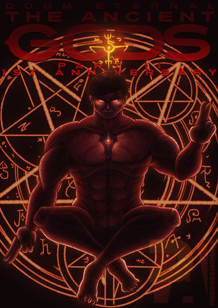 Phobos__Anomaly's tweet photo. I don't have anything new for The Ancient Gods' second anniversary this year, so I'm gonna repost what I made last year!
Very proud of this, I worked extremely hard on it and really tested my anatomy and digital painting skill!
#DOOM #DOOMETERNAL #Davoth #Darklord #idsoftware https://t.co/TU6zbNnbjb