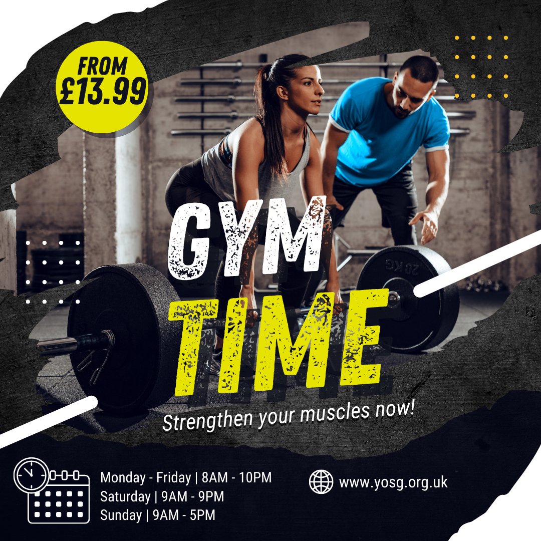 YSGgyms's tweet photo. Elevate your training this weekend β¨
Drop us a DM now to learn about our facilities and find out more about our membership options π¨
#gym #gymmanchester #fit #fitness #fitnessmotivation #convenientworkout #shiftworker #shiftworkers #nightowl #busyparent #mumlife #dadlife https://t.co/OqSYYv8KtQ
