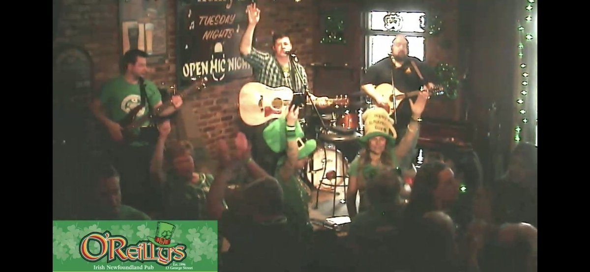 TMRsHangover's tweet photo. ☘️Happy St. Paddy’s Day weekend!☘️How’s everyone’s head this morning?! 

The boys had a blast playing @oreillyspubnl yesterday afternoon!

Ready for Round 2? Trev, Neil &amp; Steve Will play a livestream TONIGHT (Mar 18) from 9-10:30pm. Get your requests in now! (Comment below 👇) https://t.co/I37p005OF9