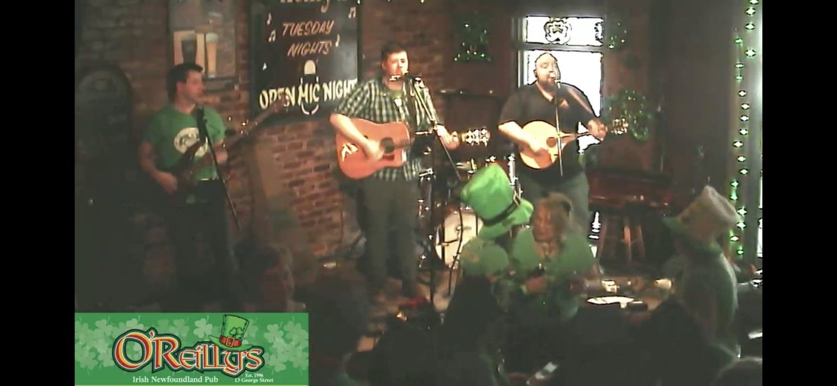TMRsHangover's tweet photo. ☘️Happy St. Paddy’s Day weekend!☘️How’s everyone’s head this morning?! 

The boys had a blast playing @oreillyspubnl yesterday afternoon!

Ready for Round 2? Trev, Neil &amp; Steve Will play a livestream TONIGHT (Mar 18) from 9-10:30pm. Get your requests in now! (Comment below 👇) https://t.co/I37p005OF9