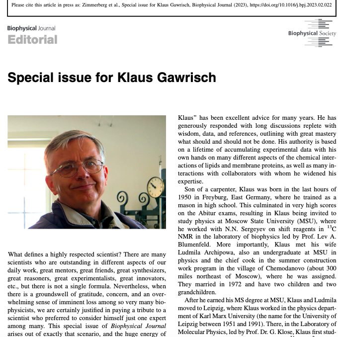 Anand Srivastava (@mbuanand) on Twitter photo What a wonderfully written piece by Rich Pastor and co in memory of Klaus Gawrisch, whose NMR work on lipids has provided so many new breakthrough insights for the membrane biophysics community. Loved reading it! <a href="/BiophysJ/">Biophysical Journal</a>
doi.org/10.1016/j.bpj.… What a wonderfully written piece by Rich Pastor and co in memory of Klaus Gawrisch, whose NMR work on lipids has provided so many new breakthrough insights for the membrane biophysics community. Loved reading it! <a href="/BiophysJ/">Biophysical Journal</a>
doi.org/10.1016/j.bpj.…