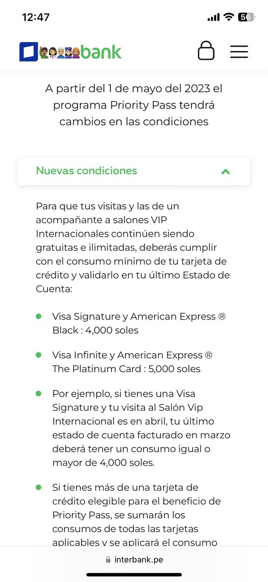 kikecay's tweet photo. Se maleó @interbank con las nuevas condiciones para el priority pass https://t.co/MsBkDvZU4Z