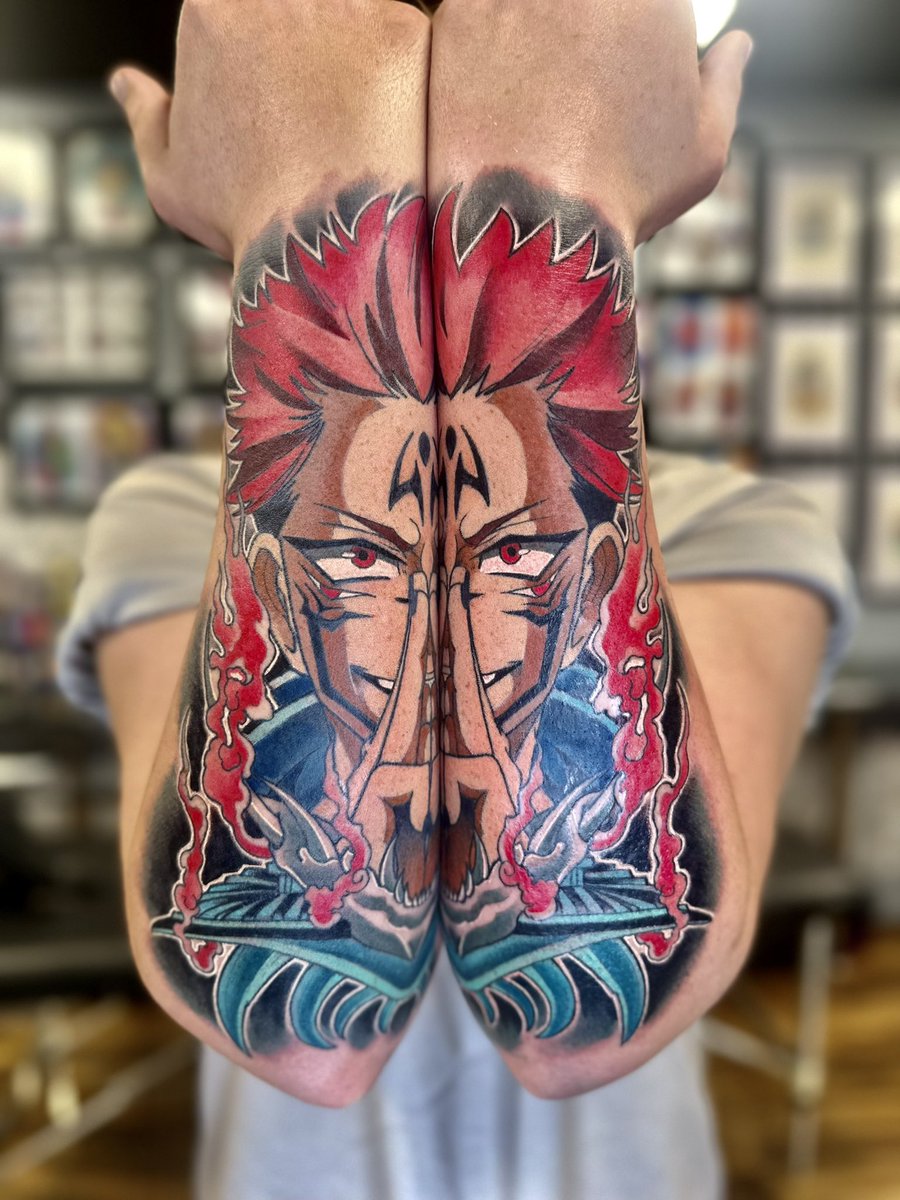 GreenAltered's tweet image. My Sukuna tattoo is finished #JujustuKaisen #anime #bodyart