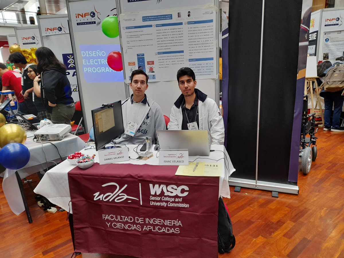 IngTeleUDLA's tweet photo. Felicitaciones a Daniel Velasco e Isaac Velasco de @IngTeleUDLA que obtuvieron la medalla de plata en Infomatrix Sudamérica Ecuador.  "Sistema de videovigilancia y alerta a través de procesamiento de imágenes".
@IngTeleUDLA
UDLA Ecuador 
#AmoLoQueHago 
#solacyt https://t.co/UOGF4vCSaA