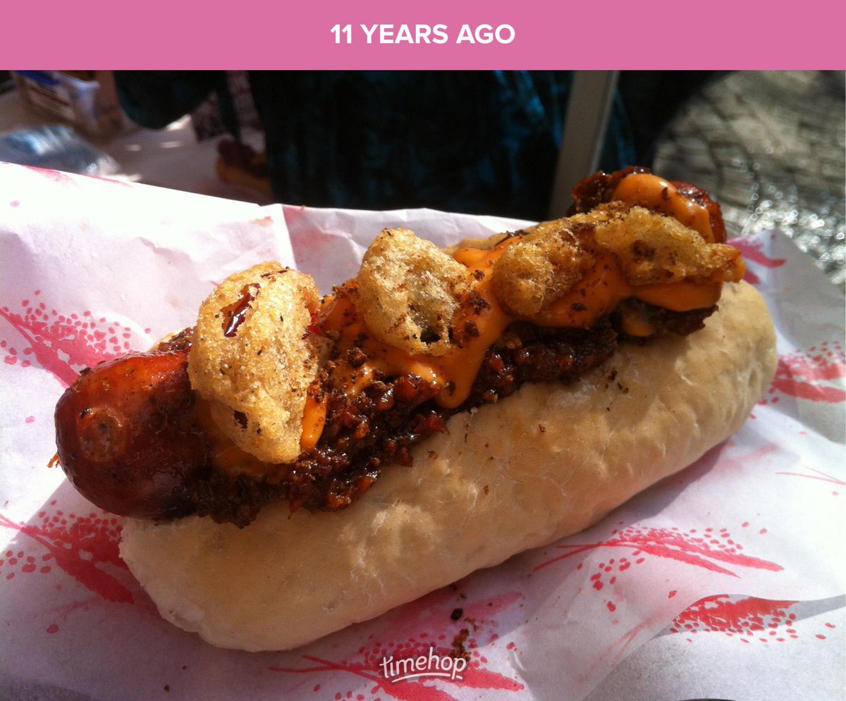 11 years ago! My our street food comp win. Bourbon, Chorizo &amp; Pineapple Bacon Jam, Ndjua Cheese Sauce, Cider Fried Jalapeños &amp;Magic Jerky Dust on an epic <a href="/BigAppleHotDogs/">BigAppleHotDogs</a>