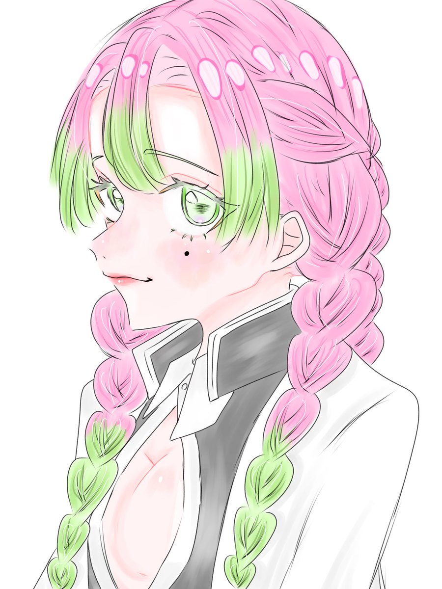 陽炎あやさんがTwitterに投稿した甘露寺蜜璃(鬼滅の刃)のイラスト。