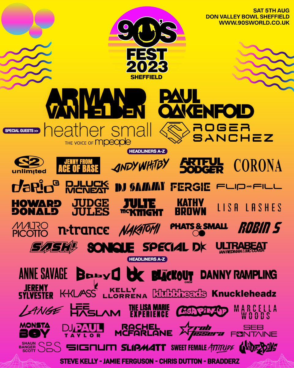 90sfestuk's tweet photo. 🎟 Limited tickets now on sale! https://t.co/QHdSxY4QpK

🏞 BRAND NEW GREEN FIELD SITE FOR 2023! 

NOW LOCATED AT DON VALLEY BOWL SHEFFIELD S9 5DP!

☀️ OVER 50 HEADLINE ARTISTS
☀️ ALL DAY OUTDOOR SUMMER FESTIVAL
☀️ OVER 6 MASSIVE ARENAS
☀️ RETRO DRINKS BARS

*18+ No camping https://t.co/JbFirag2x1