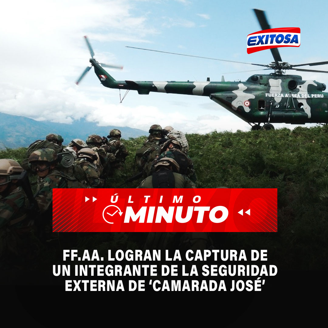 🚨 #LOÚLTIMO Las Fuerzas Armadas lograron la captura de un integrante de la seguridad externa de Víctor Quispe Palomino, 'Camarada José'.

➡️Más información: exitosanoticias.pe