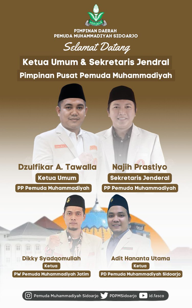 Selamat datang Ketua Umum <a href="/pp_pemudamuh/">PP Pemuda Muhammadiyah</a> Kakanda <a href="/sangkhalil/">Fikar</a> dan Sekretaris Kakanda <a href="/najihpras/">NajihPrastiyo</a> di #JawaTimur