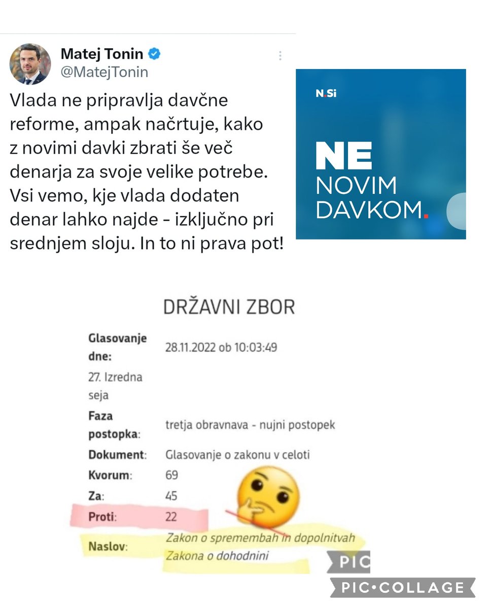 brutus91101394's tweet photo. Oh, @NovaSlovenija, NE novim davkom? To me pa veseli da slišim! Samo malce sem zmeden. Kje ste bili 28.11.2022? Šlo bi za ukinitev zakona o dohodnini vlade @JJansaSDS pa to? Ste bili za ukinitev? Proti? A ste sploh pritisnili na kak gumbek? Hmm? Zgleda ne. 👀 #kredibilnost https://t.co/T9tRmsnAOJ