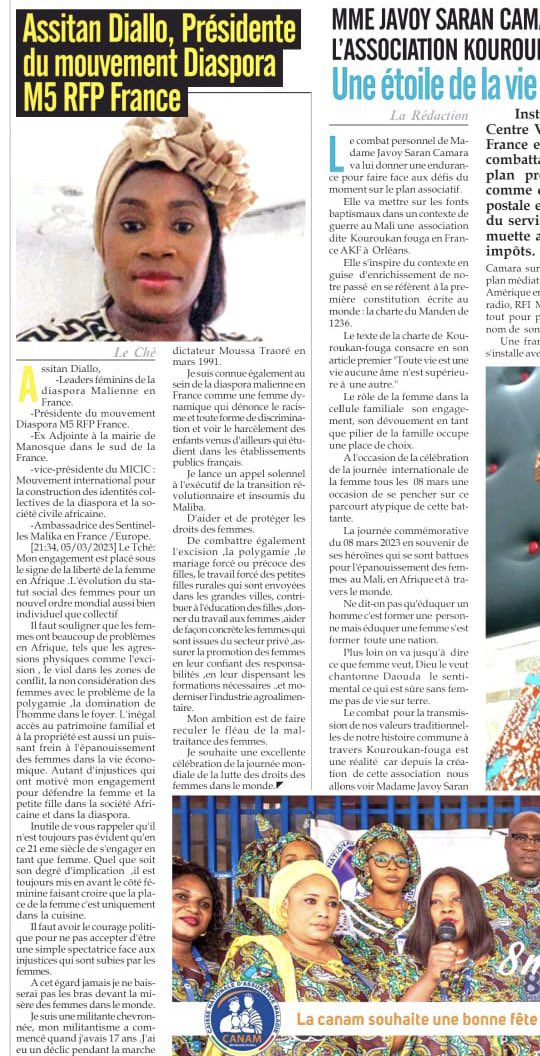 DialloAssitan5's tweet photo. #InternationalWomansDay2023 💪🏾✊🏾Je vous invite à lire en intégralité l’interview que j’ai accordé au célèbre journal le poing 👊🏿 La lutte ne fait que commencer 💪🏾✊🏾 https://t.co/BkrA8X44Wh