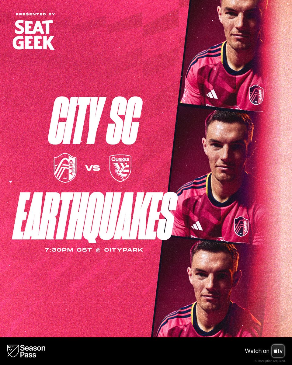 stlCITYsc's tweet photo. Try to stay calmโฆitโs matchday!
Watch with #MLSSeasonPass on the @AppleTV app: https://t.co/FDAe1sQWC0 https://t.co/QrJ9ZzycAR