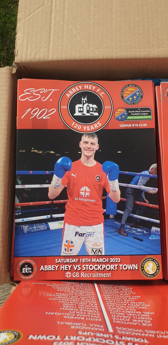 Cover of our penultimate programme of the season, featuring <a href="/lukeevansboxer/">Luke “Evo” Evans</a> for today's game against <a href="/StockportTownFC/">Stockport Town FC</a> at 3pm. Thanks for the support on the printed programme this season, get yours at the gate!

#UpTheAbbey