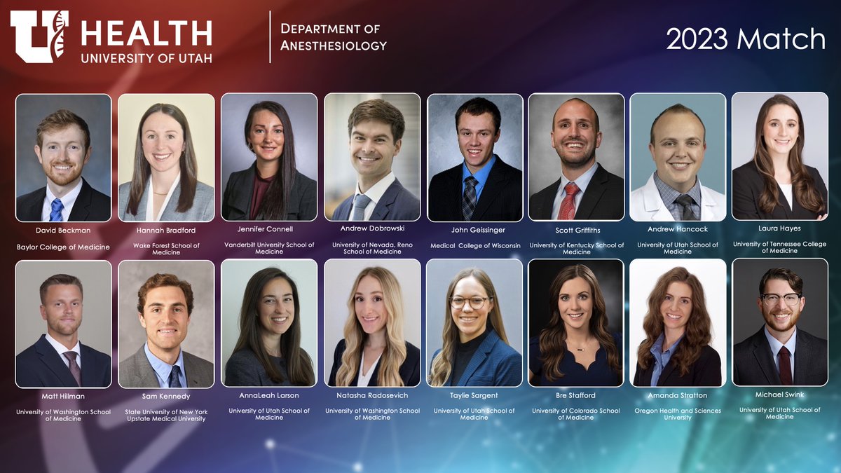 Welcome to our newly matched residents!  We are looking forward to working with you!  #UofUanesthesia #match2023