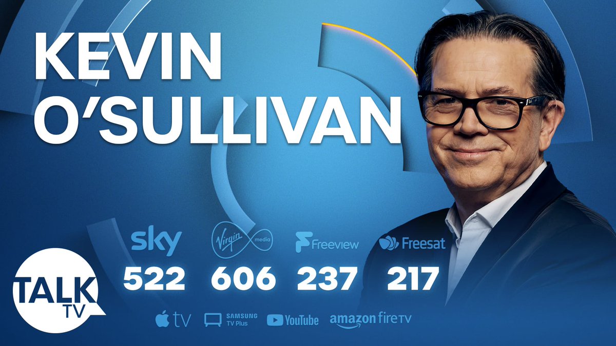 TVKev's tweet photo. Join me for my first Saturday Drive show on @TalkTV from 4-7pm. With TV critic Ally Ross. Covid Inquiry to last 7 years. Lineker licence fee row. Rwanda migrants scheme back on! Zulu under fire. Trump to be arrested. Oscars fury. And lots more! Phone in: 0344 499 1000. Tune in: https://t.co/2ETUTYhipY