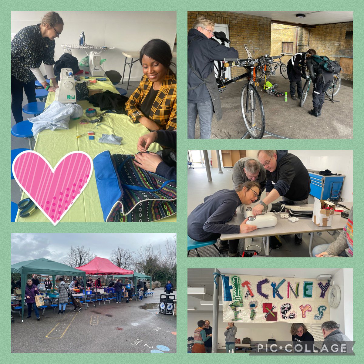 Celebrating #Sustainable living today as @greenerhackney #ZeroWasteHub comes to @woodberrydownN4 🌍 💚Bike checks 🚲 💚Electrical repairs 💡 💚Clothes mend 🧵 💚Swap Shop of pre loved everything! All free and here until 3pm - see you soon @NewWaveFed is delighted to host!💚