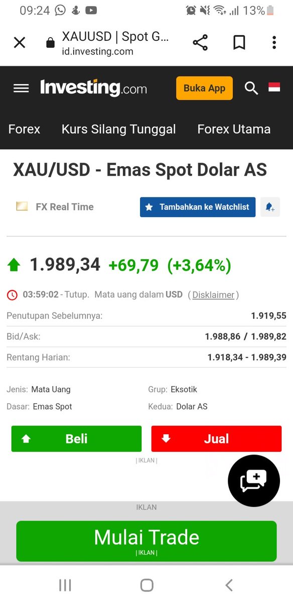 ngurah_david's tweet photo. Penutupan harga emas (XUL10) Sabtu pagi (18/3/23)
Pialang PT Kontak Perkasa Futures kok bisa beda?
Kalau beda 1,2,3 poin sih wajar, ini bedanya jauh ya
Katanya ikut harga sesuai pasar, tetapi kok beda sendiri?
Atau jangan² .......... https://t.co/15KSnpkoCa