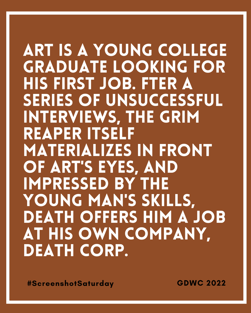 TheGDWC's tweet photo. Death Corp by Alberto Costa is our #ScreenshotSaturday  🎮
After a series of unsuccessful interviews, the Grim Reaper materializes in front of Art's eyes and, impressed by the young man's skills, offers him a job at his own company #DeathCorp  💀

#indiegames #pointandclick #GDWC https://t.co/yEod4bnjB6