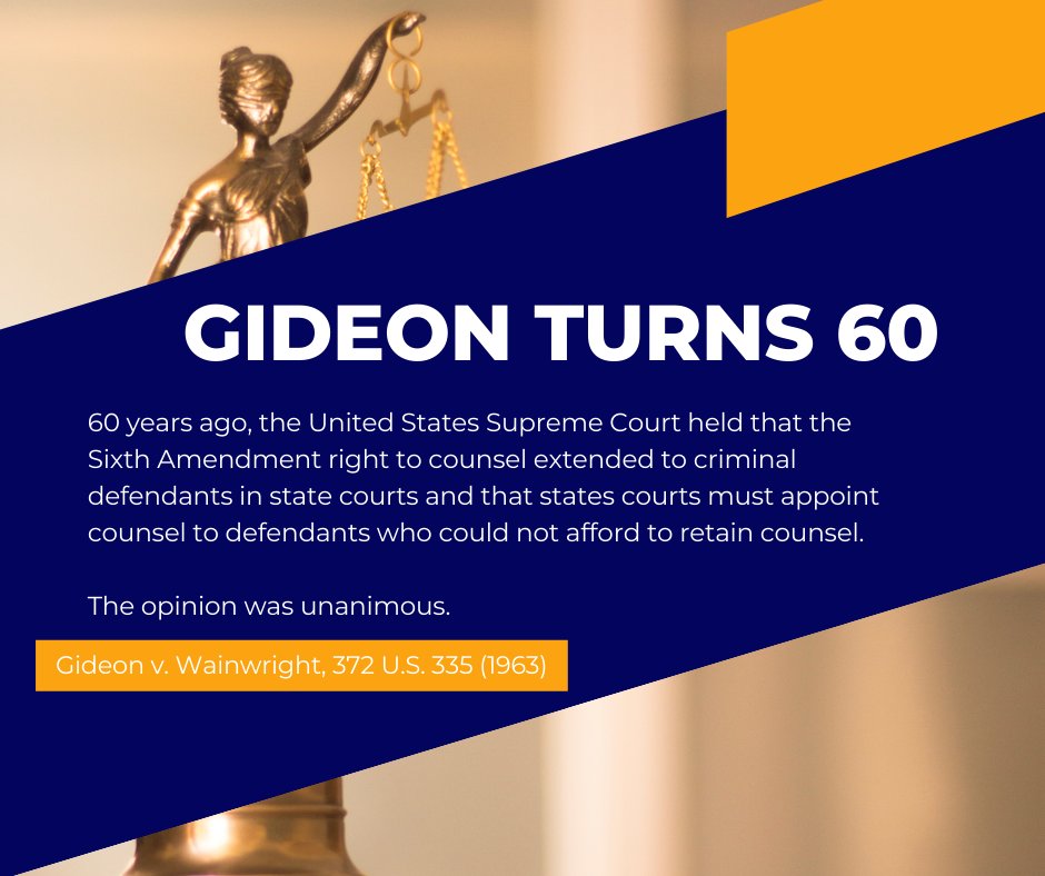 On March 18, 1963, the U.S. Supreme Court issued its landmark decision in Gideon v. Wainwright. The Center has seen first-hand that qualified, competent counsel is critical to safeguarding the rights of the accused and protecting innocent clients from being wrongfully convicted.