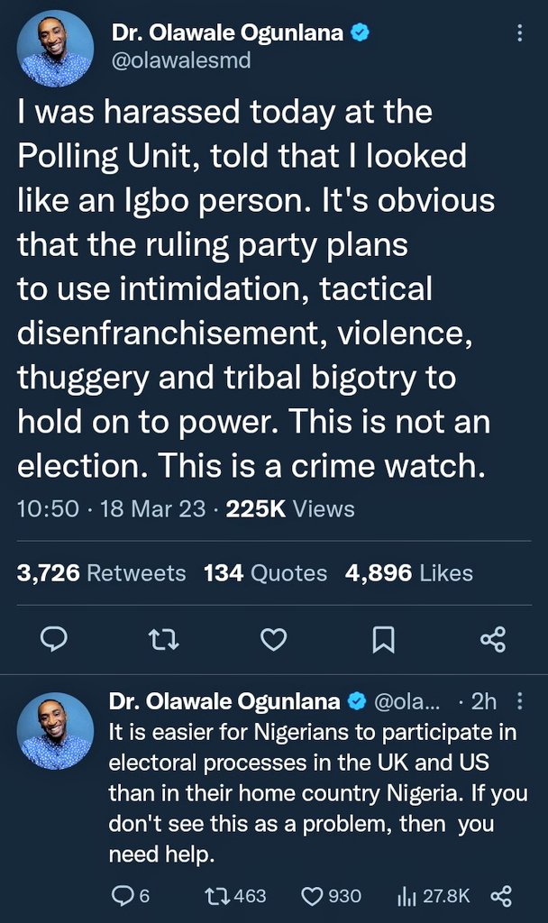 Spotlight_Abby's tweet image. They harrased him at his polling unit in Lagos, because according to them, he looks like an Igbo man. 
#LagosDecides2023
#NigerianElections2023