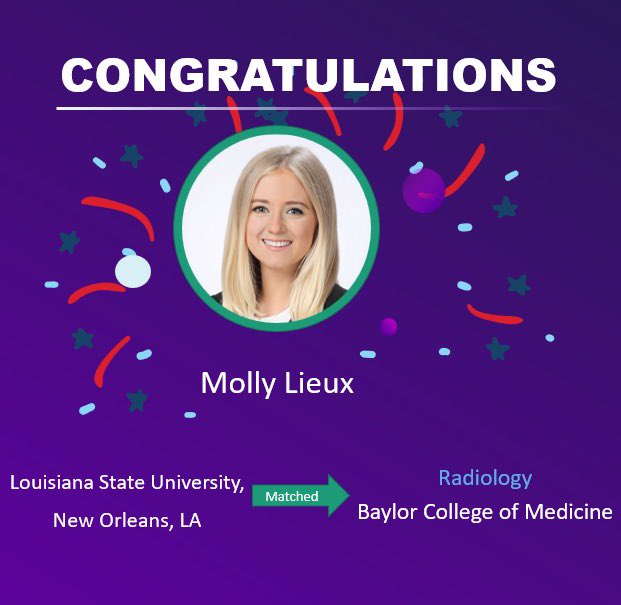 Khaled Elsayes (@elsayeskhaled) on Twitter photo Congratulations 🎊🎉🎈 my mentees for the exciting match news. For my limited time, I will post when when I can.
Congratulations Molly Lieux graduate of LSU <a href="/LSUHealthNO/">LSU Health Sciences</a> <a href="/LSUMEDSTUDENTS/">LSU MEDICAL STUDENTS</a> , for matching to Baylor <a href="/BCM_Radiology/">BCM Radiology</a> Congratulations 🎊🎉🎈 my mentees for the exciting match news. For my limited time, I will post when when I can.
Congratulations Molly Lieux graduate of LSU <a href="/LSUHealthNO/">LSU Health Sciences</a> <a href="/LSUMEDSTUDENTS/">LSU MEDICAL STUDENTS</a> , for matching to Baylor <a href="/BCM_Radiology/">BCM Radiology</a>