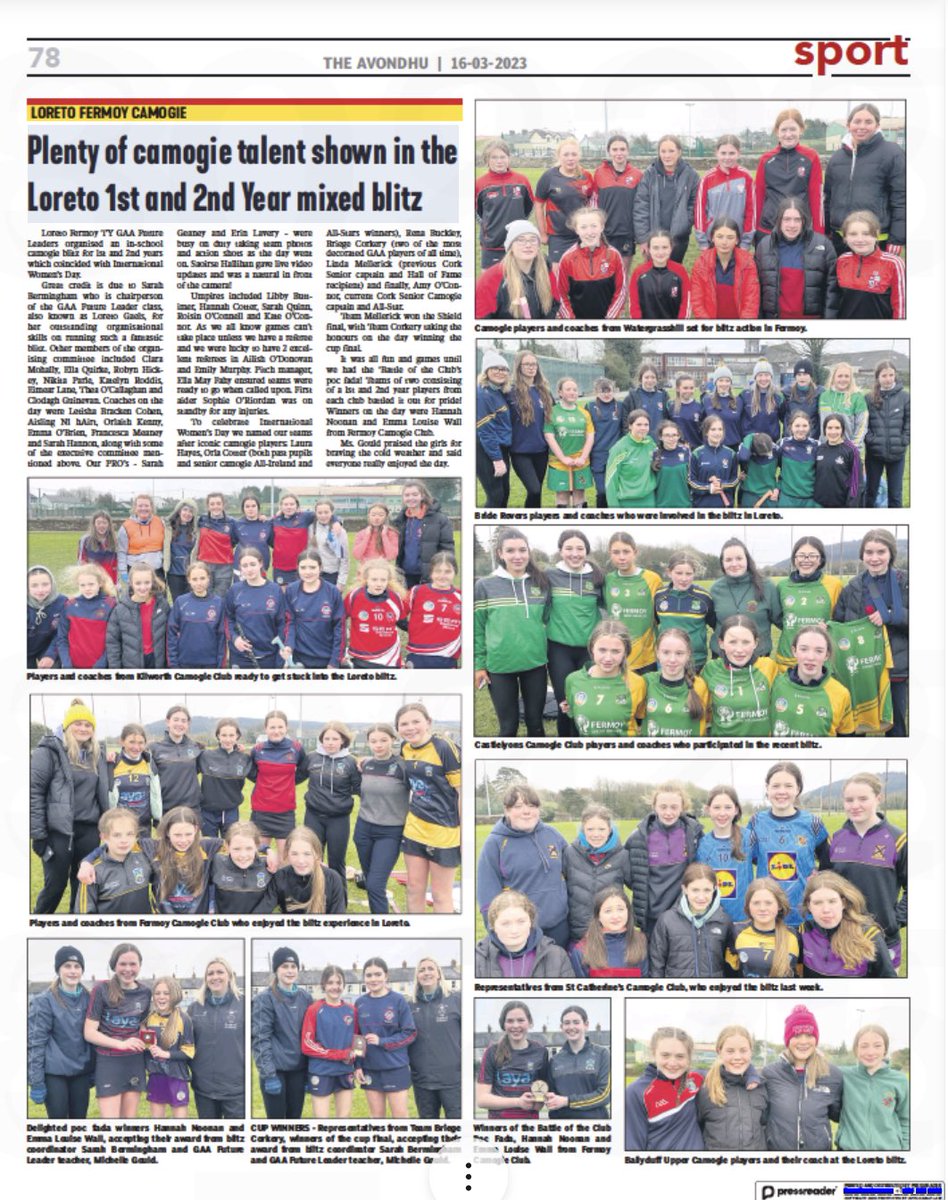 Thanks to <a href="/TheAvondhu/">The Avondhu</a> for a great write up on our recent camogie blitz organised with our GAA Transition Year Future Leaders #Loreto #camogie #TYGAAFutureLeaders <a href="/gaafutureleader/">Future Leaders</a> <a href="/PdstTy/">PDST TY</a> <a href="/LoretoFermoy/">Loreto Fermoy Cork</a> <a href="/LoretoSport1/">Loreto Sport</a>