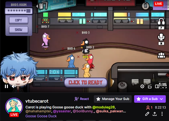 VtuberCarot's tweet photo. playing Goose goose ducks with other streamers :D 
https://t.co/BMdcGkCiaS
#VtuberPH #Vtuber #smallstreamer #twitchstreamer https://t.co/PNY7koxzj4