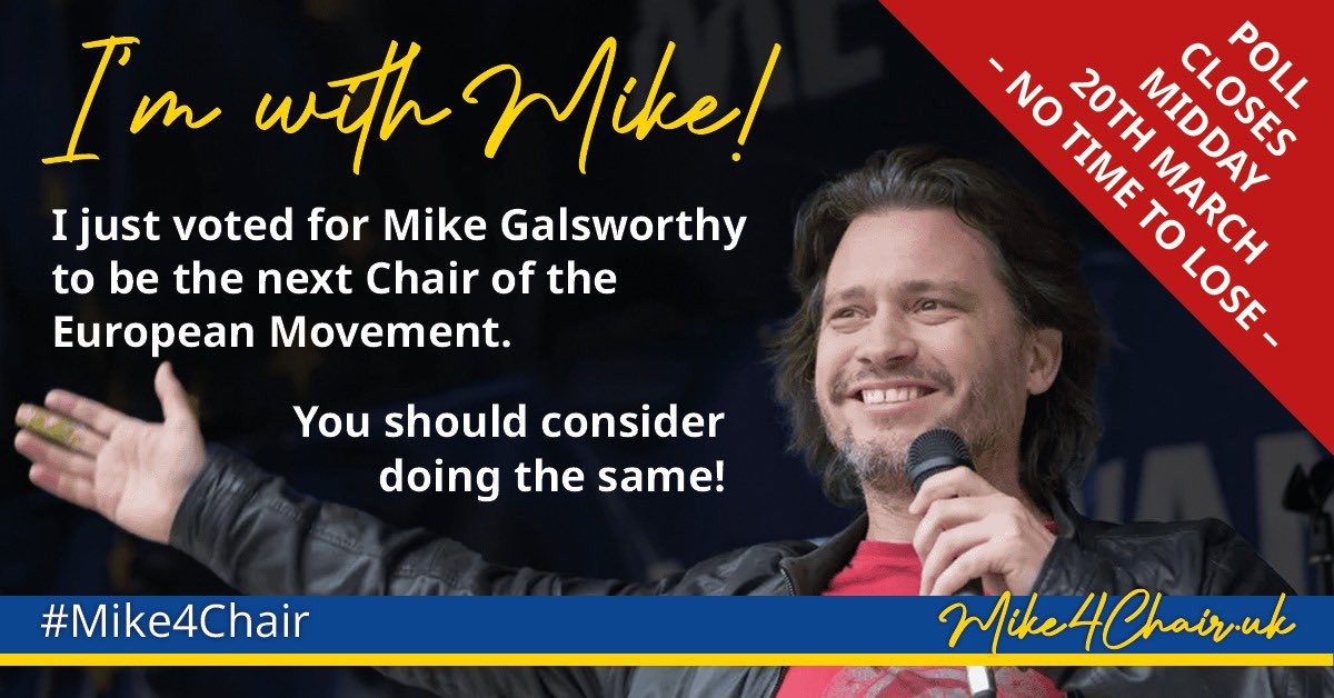 leedsblue67's tweet photo. So we’re coming round the last bend and the home straight is in site. If you are an EMUK member and haven’t voted, vote #Mike4Chair and if you know any members who haven’t voted, get on to them to vote #Mike4Chair https://t.co/fTybozTExd