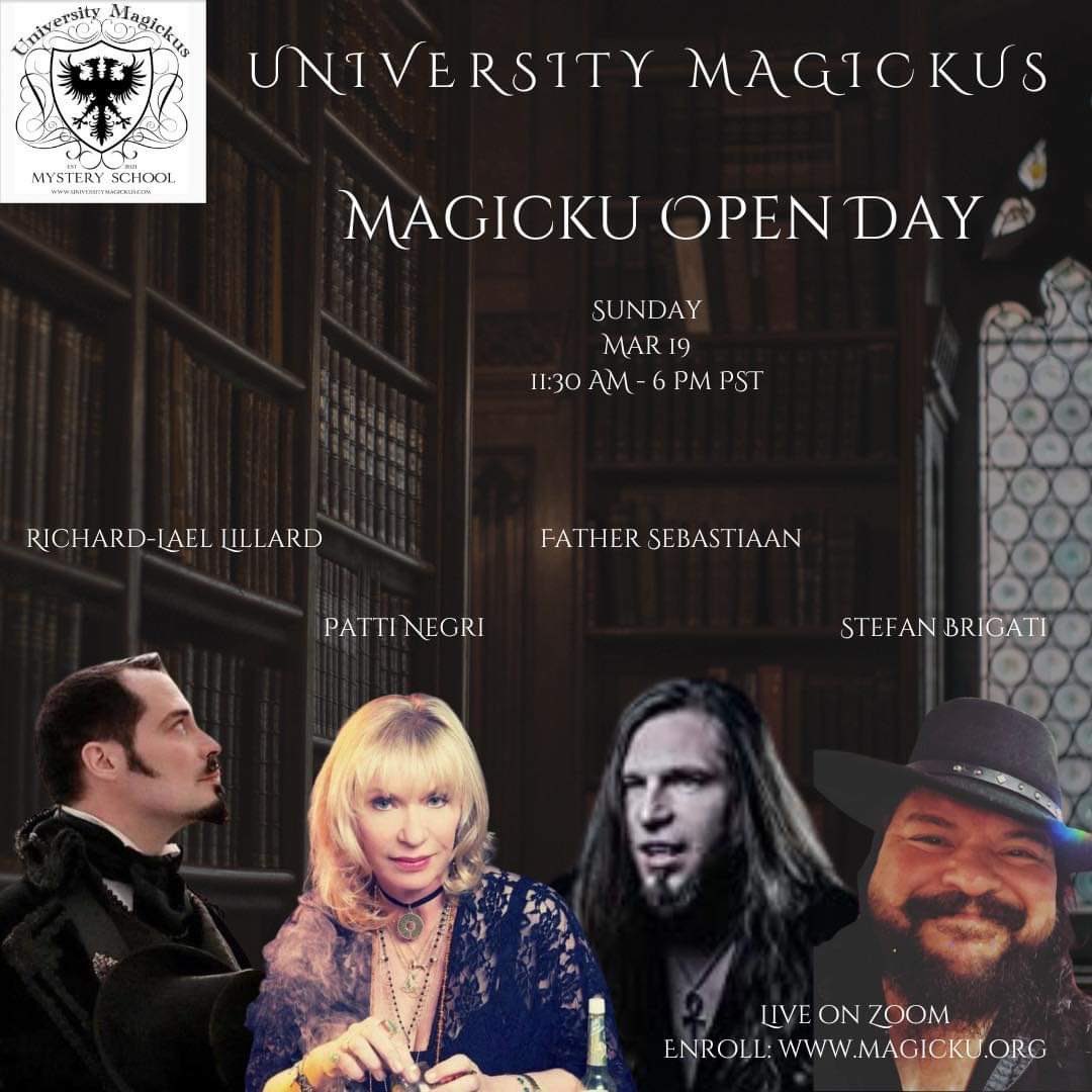eventbrite.com/e/magick-u-ope… Join us for our University  Magickus / MagickU  FREE “Open day”.  This one will be an all Ghost Adventures Alumni Day with classes by Patti Negri, Father Sebastiaan, Richard -Lael Lillard and Stefan Brigati!  Join all or any - FREE! <a href="/PattiNegri/">Patti Negri</a> <a href="/FatherSeb/">Father Sebastiaan</a>