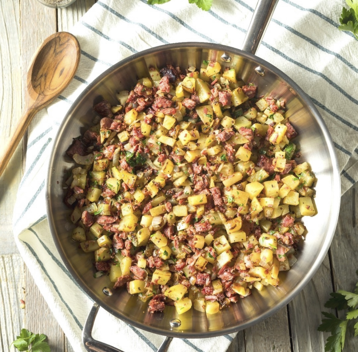Keep the Irish Spirit going after St. Patrick’s Day by turning leftover corned beef dinner into a pot o’ golden hash! 

Chop up all of your leftovers (cabbage, potatoes, carrots, onions, etc).
Throw it all in a skillet and brown to liking. Fry up an egg for an added bonus! ☘️