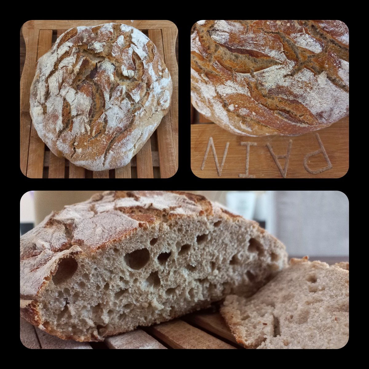 Solinaya11's tweet photo. Pain du jour: farine t65, farine t110, levain, gros sel, eau.
#Pain #paincocotte #panification #painaulevain #Painmaison #FaitMaison https://t.co/dZjHZzns8Y