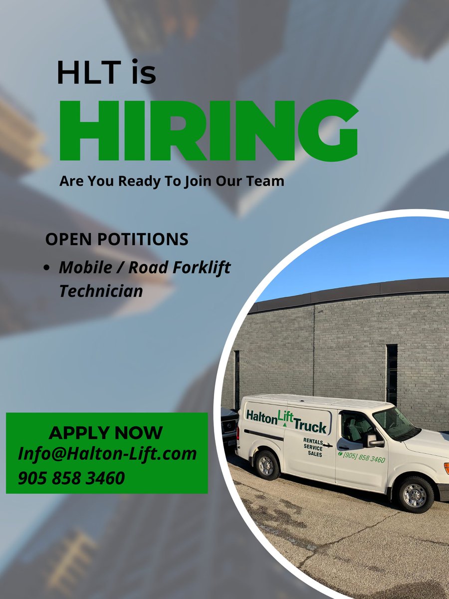 Hiring for a Mobile/Road Technician.  Come Join Our Dynamic Team! 

#hiring #forklifttechnician #forkliftjobs #haltonlifttruck #forkliftrepair #forkliftservice #oakvillejobs #forklift #haltonjobs #gtajobs