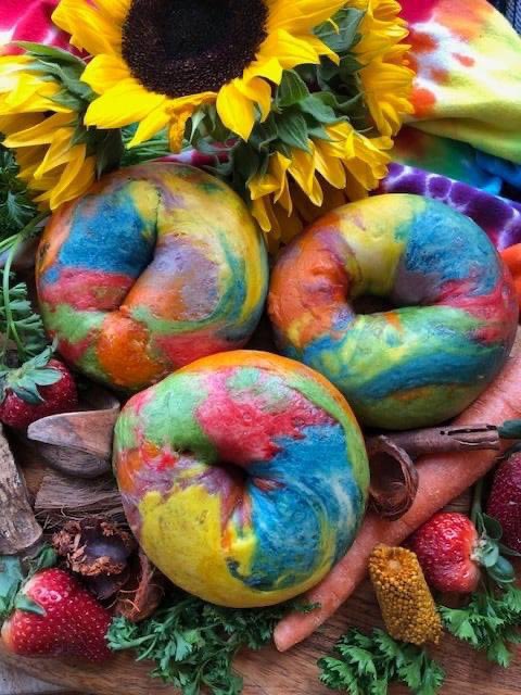 Lucky number 7! Help us Celebrate our 7th Anniversary with Tie-Dye Bagels, Saturday &amp; Sunday, March 18th &amp; 19th! Available at all locations. #Bagel ❤️