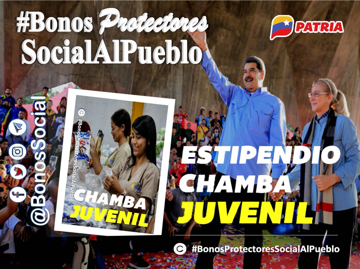 BonosSocial's tweet photo. 🚨 #AHORA: Inicia el pagó del Estipendio de la Gran Misión #ChambaJuvenil (marzo 2023) a través del Sistema @CarnetDLaPatria enviado por nuestro Pdte. @NicolasMaduro.

✅ Monto en Bs. 135,00

@BonosSocial 
#BonosProtectoresSocialAlPueblo 
#GuerraContraLaCorrupción https://t.co/kJYZCpDTZy