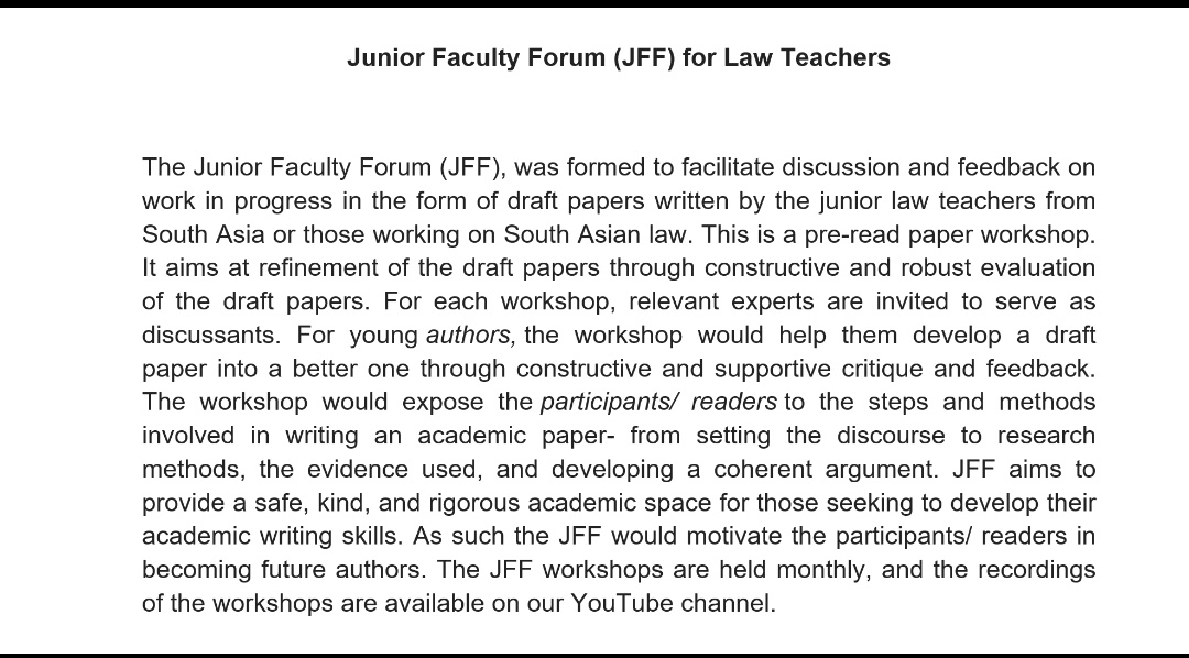 Junior Faculty Forum for South Asian Law Teachers tweet media