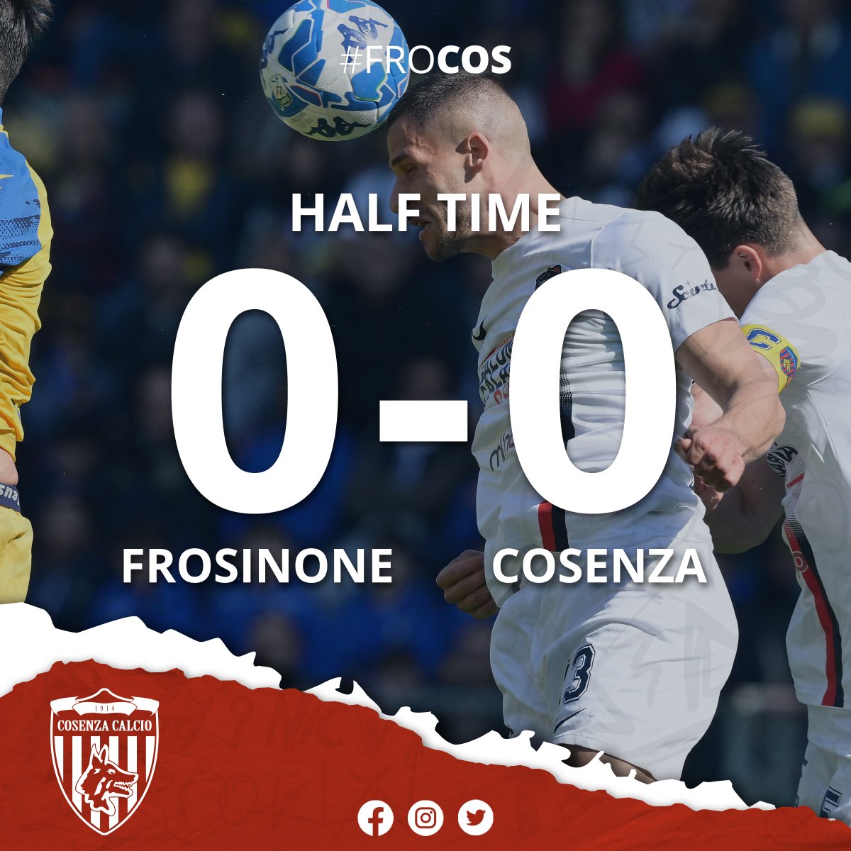 CosenzaOfficial's tweet photo. ⏳HALF TIME!
#FROCOS 0-0
#ForzaLupi https://t.co/xg1R48KTy8