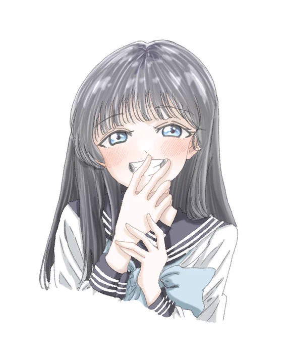 模写&amp;色塗り練習お試しということで今回の模写はアナログで描いたやつをデジタルで抽出しましたもっと髪の束感とハイライトをうまくつけられるようにしたいな… 