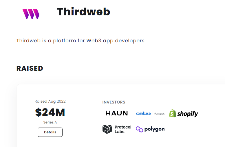 shangdu2005's tweet photo. 融资2500万的 @thirdweb 项目，趁着GAS低可以mint个防身，ETH涨价了，GAS都比平常贵了！
https://t.co/1Miw9xLSCs https://t.co/vvqPOvfUXT