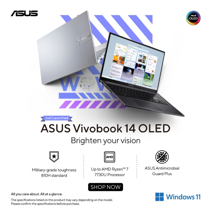 ASUSIndia's tweet photo. Meet the new ASUS Vivobook 14 OLED, powered by the power of an AMD Ryzen™ 7 7730U Processor!
Experience smooth and seamless performance like never before!
#ASUSIndia #ASUSOLED #Windows11 #Vivobook #RyzeInStyle #TogetherWeAdvance