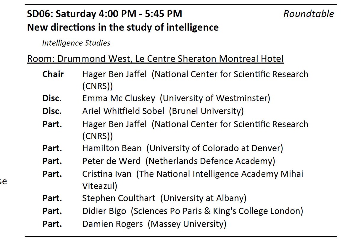 Curious to know what it means to problematise Intelligence Studies? Come to our #ISA2023 roundtable this afternoon 👇 and stay for drinks after!