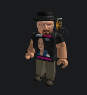 Joshieroblox's tweet photo. walter white representing the joshieroblox merch lmao https://t.co/AL1UhULhA1