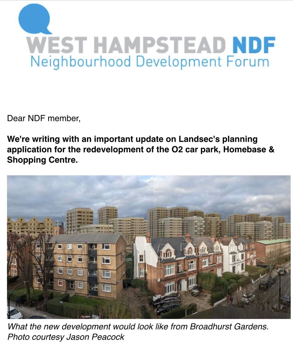 WH_guy's tweet photo. Hard to believe this 👇is how the O2 Centre development will look from the South Hampstead conservation area once it’s been finished - and local West and South Hampstead councillors have been totally silent. 

They’re all Labour as is Camden Council. 

You do the math https://t.co/NDc5tT4mai
