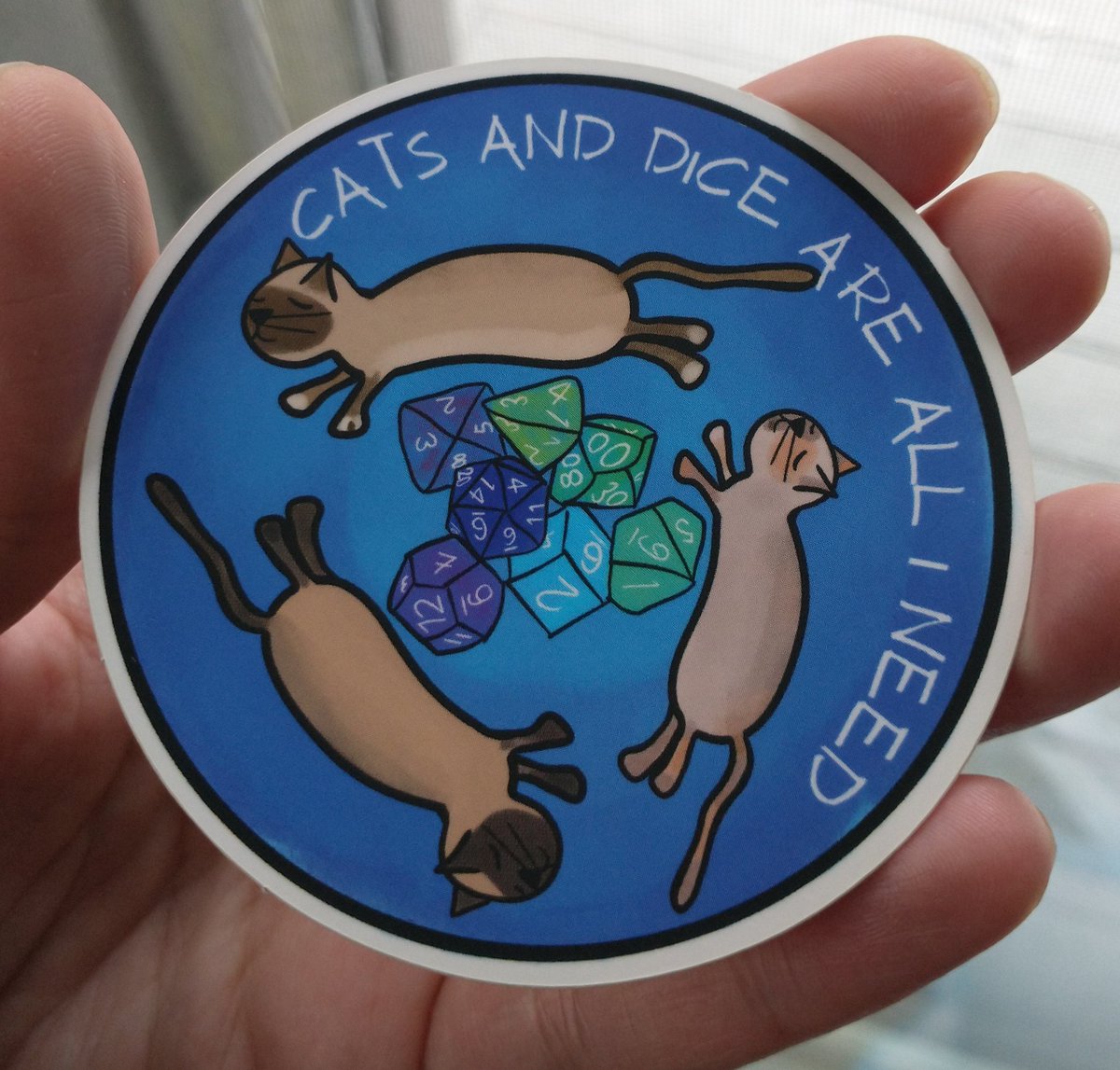 New product!
I've had this idea kicking around in my head for about a year. Finally took the time to translate it to a sticker! This sticker features our little trio of cat familiars, including our mascot, #samwell_albus . This will be available in our shop in the next few days!