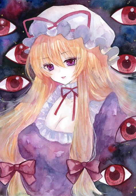 #深夜の真剣お絵描き60分一本勝負紫さま水彩 