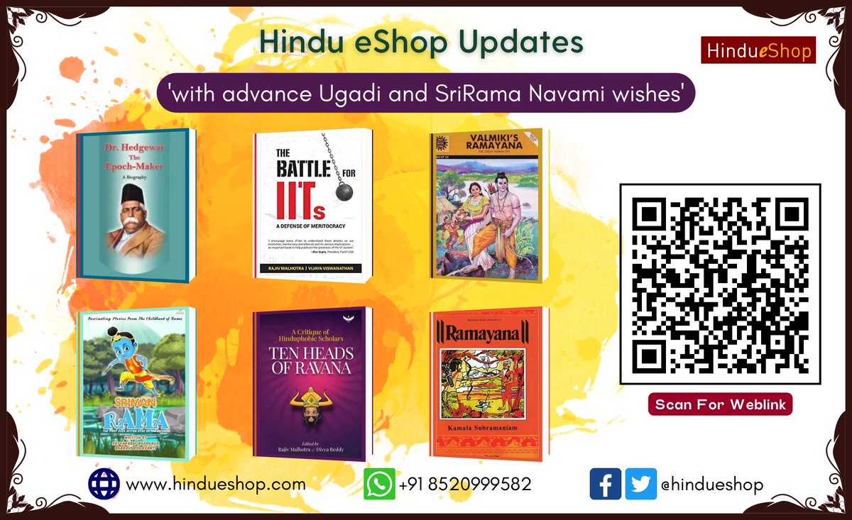 New updates of Hindu eShop for this fortnight ; #newarrivals , #recommendedbooks and #childrenbooks . 
Books by @InfinityMessage @SatyakashiB @ACKComics 

Click on url Or Scan QR in image. 
tinyurl.com/hesphalguna5124