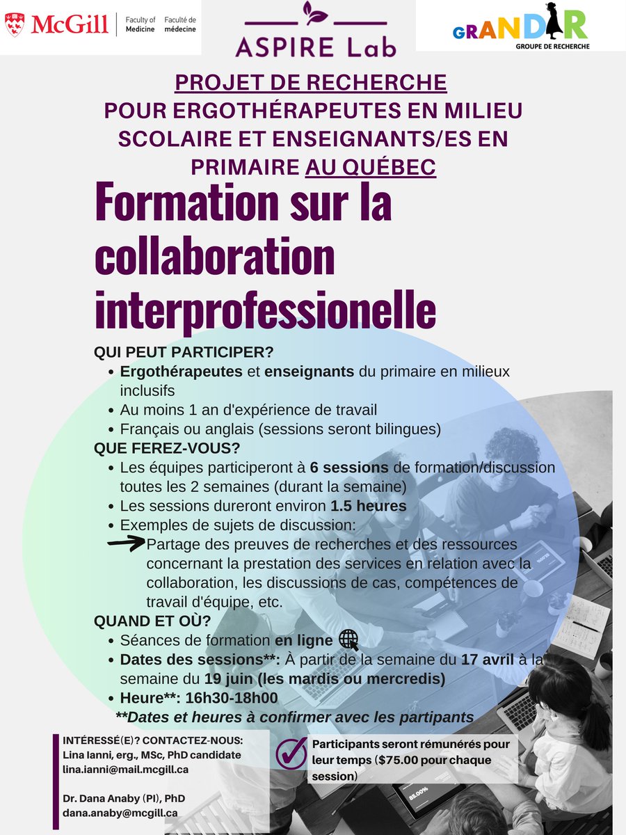 Lina (@linian2020) on Twitter photo Intéressé par des pratiques collaboratives pour soutenir les élèves ayant des besoins particuliers? Nous cherchons des ergothérapeutes et des enseignants en milieu scolaire québécois pour participer à notre étude réalisée avec <a href="/ASPIRE_Lab/">ASPIRE Lab</a> et l’équipe de recherche GRANDIR: Intéressé par des pratiques collaboratives pour soutenir les élèves ayant des besoins particuliers? Nous cherchons des ergothérapeutes et des enseignants en milieu scolaire québécois pour participer à notre étude réalisée avec <a href="/ASPIRE_Lab/">ASPIRE Lab</a> et l’équipe de recherche GRANDIR: